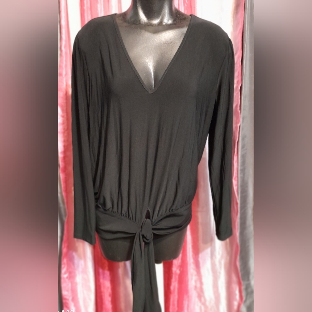 Chic Black V-Neck Women's Blouse